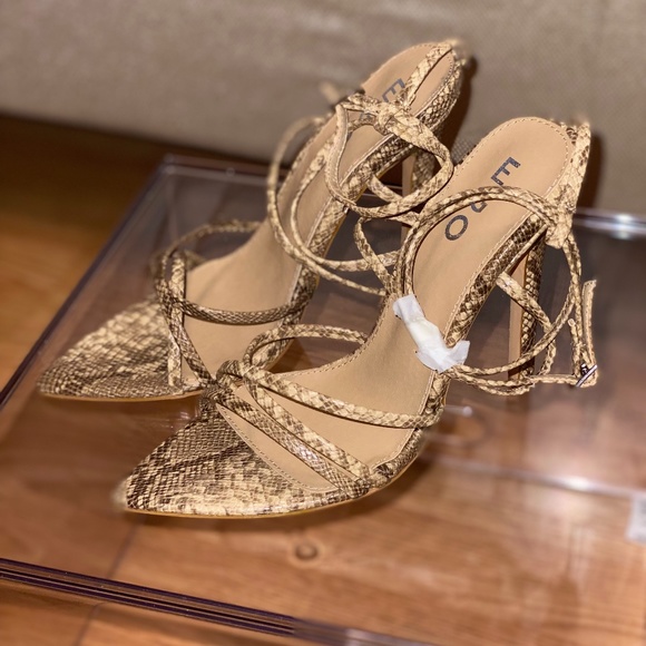 EGO Shoes - Nude Snake Print Heels